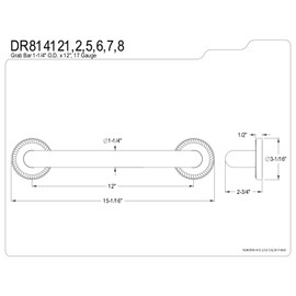 Kingston Brass DR814121 Designer Trimscape Laurel Decor 12-Inch Grab Bar with 1.25-Inch Outer Diameter, Polished Chrome