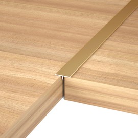 NeatiEase T Molding Aluminum Laminate Floor Transition Strip, Gold, 4ft x 0.8in (3pcs) - Flat Divider for Joining Floor Gaps, Threshold, Tiles