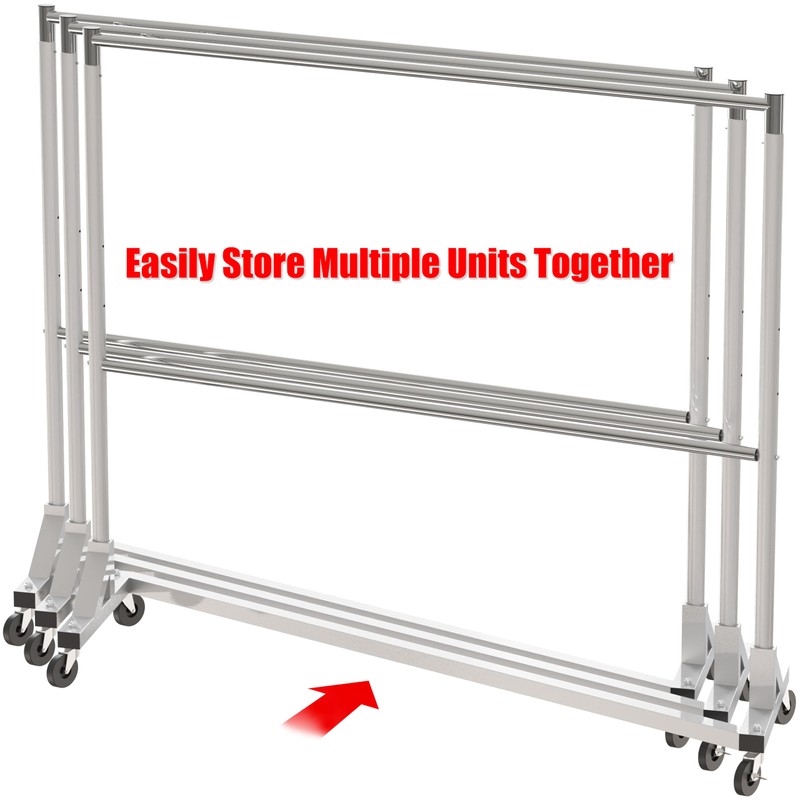 Simple Houseware Commercial Grade Z-Base Double Rod Garment Rack, 600lb