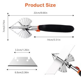 Mitre Scissors, Angle Scissors 45 to 135 Degree Scissors for Cable Duct Cutter with 10 Replacement Blades, Multifunctional Angle Scissors for Precise Cut