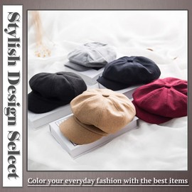 One Limitation CP211 Women's Hat Newsboy Plain Wool, UV, Autumn, Winter, Spring, Cute, Stylish,, gray