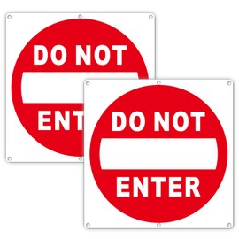 (2 Pack) Do Not Enter Sign, 12x12 Inches Keep Out No Entry Signs, Aluminum Reflective Do Not Enter Metal Signage, Weather Resistant and Easy to Install (White and Red)
