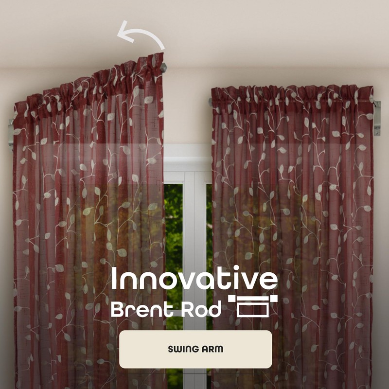 Innovative Brent Swing Arm Window Curtain Rod, Nickel - 1/2"
