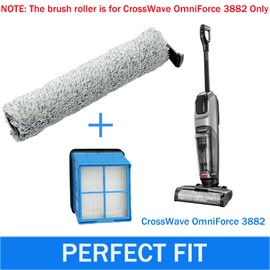 Replacement Parts for Bissell 3882/3883/3967F/3970F CrossWave OmniForce/OmniFind Vacuum Cleaner, 4 Pack Vacuum Filters + 2 Pack Brush Rollers + 1 Pack Cleaning Tool