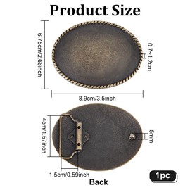 BENECREAT Replacement Belt Buckle Vintage, Rope Top Vintage Oval Blank Belt Buckle for Any Festivals And Occasions Gifts, Inner Diameter: 40x15mm