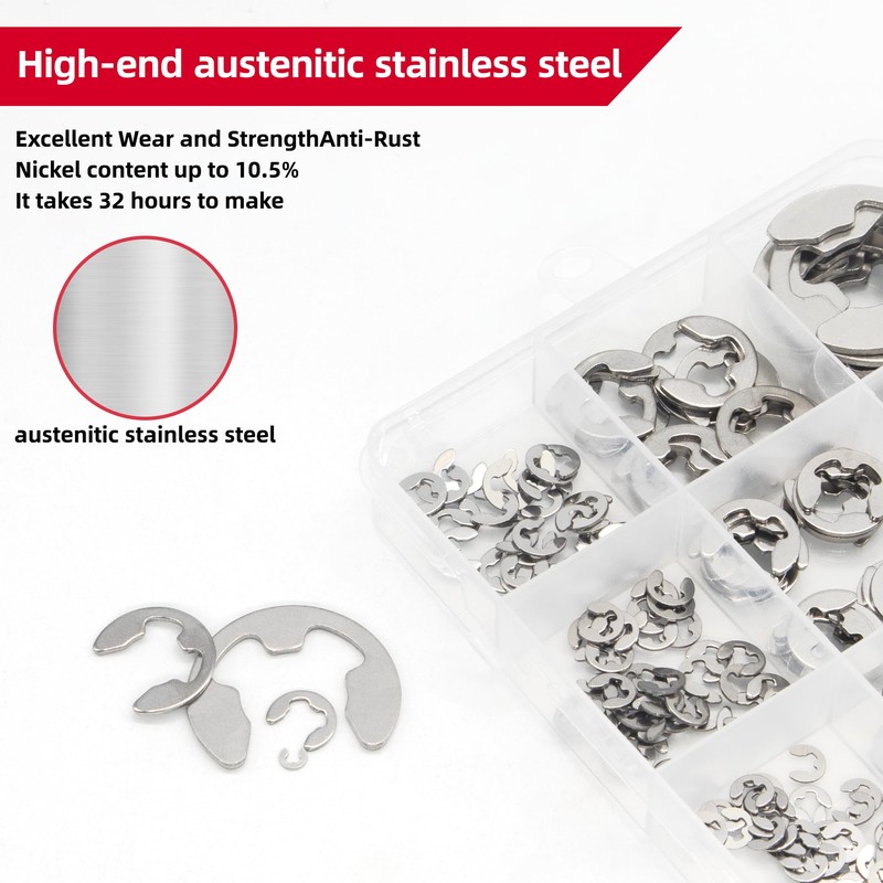 AIMUNOK 415Pcs E-Clip External Retaining Rings Snap Rings Assortment Set,