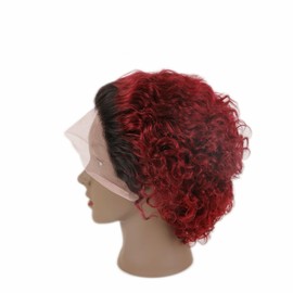 Yiifiulyn Pixie Cut Wig Human Hair Short Curly Human Hair Wigs for Women Small Lace Pixie Cut Mommy Wig(Burgundy Color)