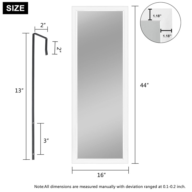 MIRUO Over The Door Mirror Full Length with Hanging Brackets,