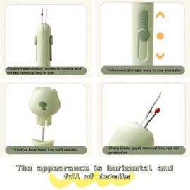 2 in 1 Automatic Needle Threader, Needle Threader Seam Ripper Tool and Seam Ripper,Portable Needle Threaders, Thread Remover Tool for Hand Sewing and Thread Removal.(2Pcs)