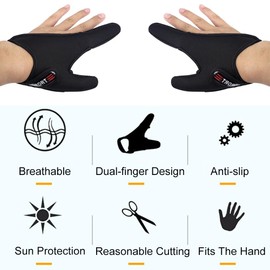 TopHomer 2 Pack Double Finger Guard Fishing Gloves Black Fishing Gloves Professional Protective Protective Gloves Fishing Accessories for Men and Women