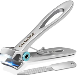 Dr.Mode Wide Jaw Opening Stainless Steel Nail Clippers for Thick Nails and Toenail Clippers with Finger Nail File for Men and Women, Large