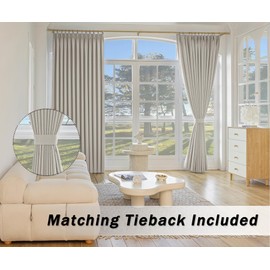 MUMFAS Pinch Pleated Drape Blackout Linen Curtain Thermal Insulated Room Darkening Window Treatment Panel for Bedroom,Floor to Ceiling Patio Door,Home Decor 72X84 Inch Length 1 Panel Mushroom Beige