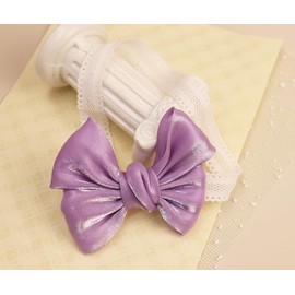 Bethynas Glitter Satin Bow-knot Headband for Baby Girls Handmade Ribbon Bow Toddler Hairband Infant Soft Lace Elastic Headband Birthday Party Hair Accessory for Newborn Baby (Purple)