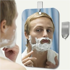 Shatterproof Shower Mirror Fogless for Shaving Mirror Small Wall Hanging Camp Vanity Mirror (Medium,8"x6") ,Unbreakable Plexiglass Makeup Travel Camping Mirrors,Men Fog Free Handheld,Outdoor Showers