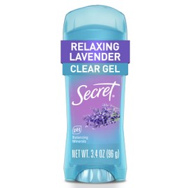 Secret Fresh Antiperspirant Deodorant for Women, 72hr Breathable Sweat & Odor Protection, Instant Freshness & Gentle, PH Balancing Minerals, Clear Gel, Relaxing Lavender Scent, 3.4 oz