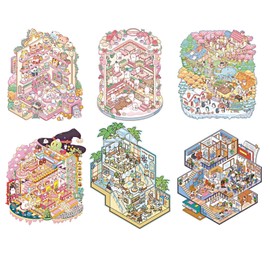 Sticker Room Scene - No-Cut 3D Creative House Decal,Dreamland Landscape Decal, Relief Stress Pass The Time Sticker for Home, Girl, School Decor