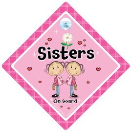 Sisters On Board, Pink Flower, Sisters on board sign, sisters on board Car Sign, Pink Flower, Baby on Board Sign, Baby On Board car sign, Car Sign, Bumper Sticker Style, Baby on board, Sister
