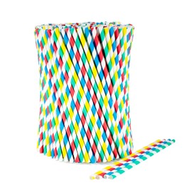 wisefood Paper Straws, Pack of 100, Colourful Drinking Straws, Diameter 6 mm x 20 cm, Free from PLA/PE, Biodegradable Disposable Drinking Straws Made of Sturdy Kraft Paper