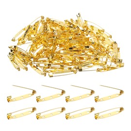 QUARKZMAN 120 STK. Sicherheitsnadel 35mm Gold Broschenverschluss Pins Rückenverriegelung Pin Abzeichen Rücken mit Loch für DIY Handwerk Namensschilder Abzeichen Corsage