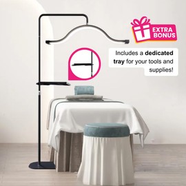 LED Half Moon Floor Lamp, Eyelash Light, Esthetician Light, Permanent Makeup Lamp, Nail Tech Light, Filming and Content Creation with Phone Holder, Curve Lamp