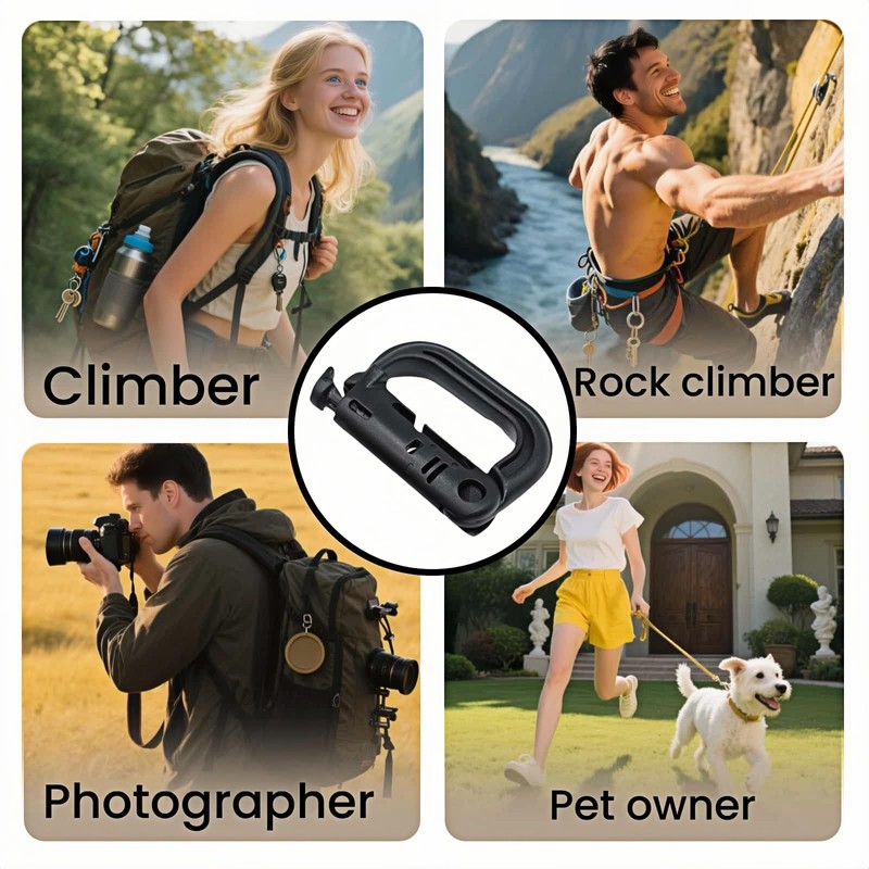 Tactical D-Ring Carabiner for Hiking/Military/EDC - Lightweight Plastic Mountain Carabiner