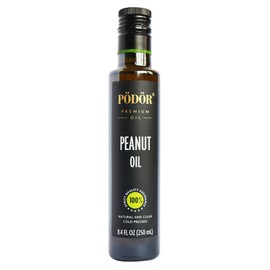 PÖDÖR Premium Peanut Oil - 8.4 fl. Oz. - Cold-Pressed, 100% Natural, Unrefined and Unfiltered, Vegan, Gluten-Free, Non-GMO in Glass Bottle