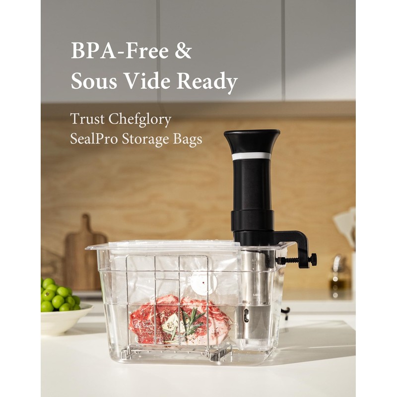 ChefGlory SealPro Compact Food Vacuum Sealer, 30 Bags Included (White)