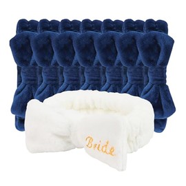 Jaciya Diadema de Maquillaje de Spa para Lavarse La Cara, Diadema de Novia Blanca, Diademas de Dama de Honor Azul Marino, 8 Paquetes, Regalos para Des