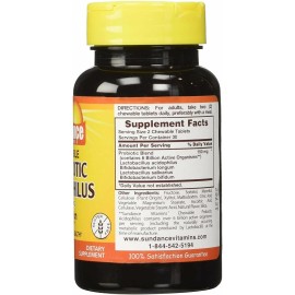 Sundance Probiotic Acidophilus Dietary Supplement Chewable Tablets 25 mg 60 Ct