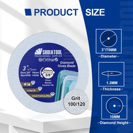 SHDIATOOL Diamond Glass Cutting Disc 3-Inch Saw Blade, Ultra-Thin Cut Off Wheel for Tile Ceramic Porcelain Marble 75mm (3 of Pack)