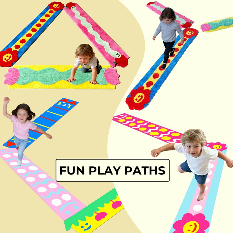 Modular Play Rug Set, 3-Piece Washable Area Rug, Soft Interactive