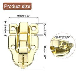 sourcing map 2 Pcs Duck-Billed Hasp Lock, 60 x 40mm Retro Box Toggle Latch Metal Buckle Hasp Clasp with Padlock Hole with Screws for Jewelry Box Suitcase Toolbox Wooden Case, Gold