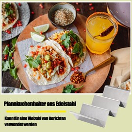 NUWIQ Pack of 2 Taco Holder Stands, Wave Shape Stainless Steel Taco Holder, with Handles for Holding Tacos, Sandwiches, Hot Dogs and Pancakes