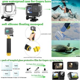 Hauyapie Accessories Kit for Go Pro 13 12 11 10 9 Black, 60M Waterproof Case Chest Mount Kits Glass Screen Protector Bundle Pack for Gopro Hero13 12 11 10 9 Camera