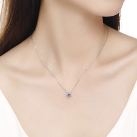 Presentski Alexandrite Jun Birthstone Necklace - Purple Crystal Dainty Necklace Pendant Sterling Silver, Genuine Moonstone Solitaire CZ Necklaces