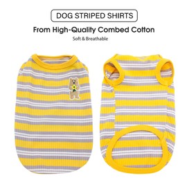 Puppy Clothes for Small Dogs - Cute Cotton Rib Dog Shirt, Sleeveless Breathable T-Shirt for Shih Tzu, Chihuahua, Yorkie,Summer Pet Outfit,Photo Shoot & Daily Wear（Meidum,Yellow,Fits 5-7 lbs Pets）