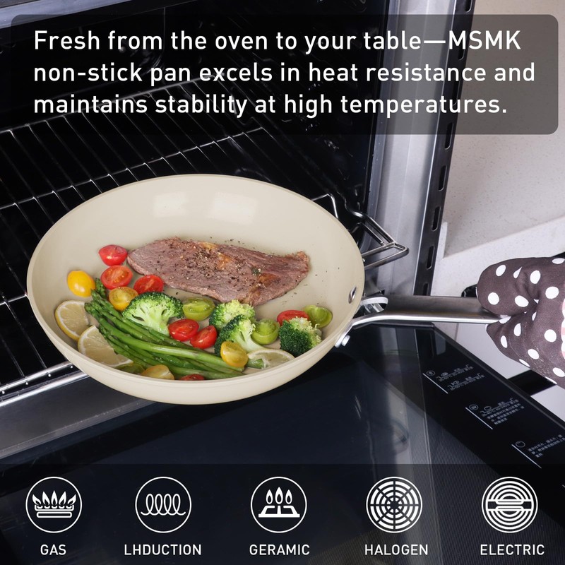 MsMk Ceramic Nonstick 8-inch, 9.5-inch and 11-inch Frying Pan Set,
