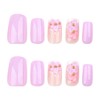 Glossy Pink 3D Flower Press on Nails Medium Square Fake