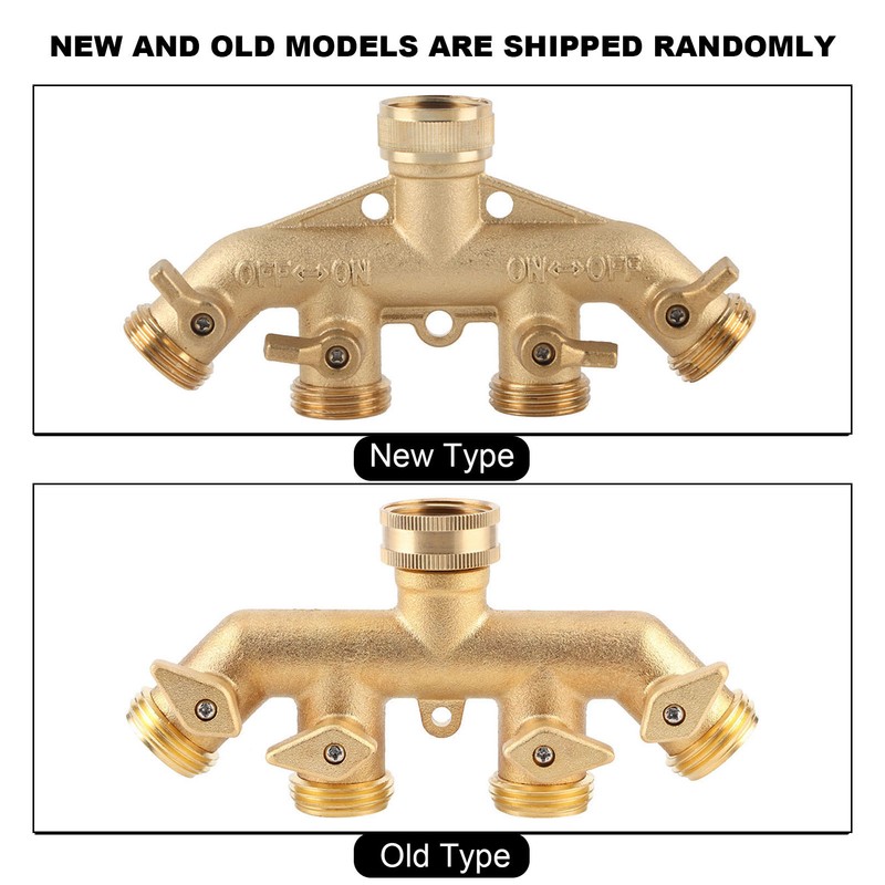 Brass Garden 4-Way Hose Splitter Hose Adapter Ball Valve Water