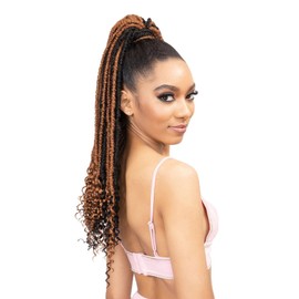 Janet Collection Ponytail Remy Illusion Braid Pony Tampa 26" (Jet Black 1)