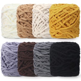 Buryeah 8 Skeins Chunky Chenille Yarn for Crocheting Soft Thick Fluffy Yarn for Hand Knitting Bulky Velvet Blanket Yarn Plush Yarn for Weaving Sweater Shawl Scarf Gloves DIY Craft (Brown Series)