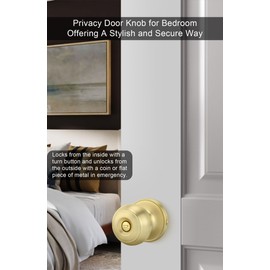 goldenwarm Gold Interior Door Knobs, Interior Door Knob Bedroom, Brass Door Knob Privacy, Brushed Brass Finish Door Knobs Interior, Door Knobs Bulk(3 Pack, Gold)