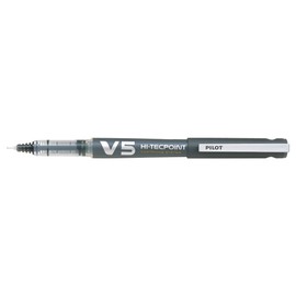 Pilot V5 Cartridge System Liquid Ink Rollerball, 0.5 mm Tip Single Pen with 3 Free Refills - Black