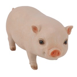 Small Pig Statue Standing Piglet Figurine Resin Animal Sculpture for Outdoor Garden and Desktop Decoration 26.5cm Pink
