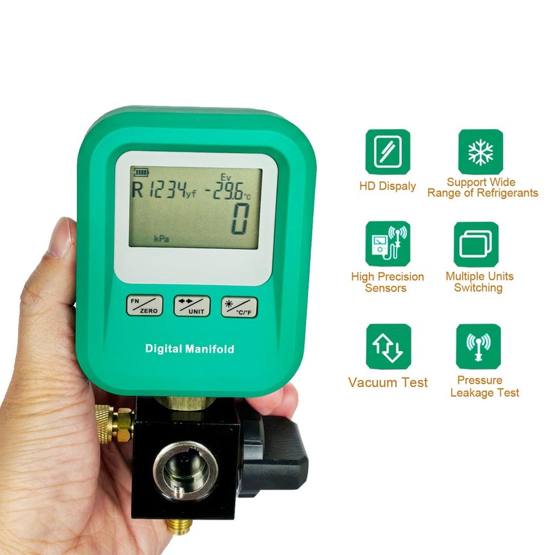 Vanlison Portable Digital HVAC Manifold Gauge Set Refrigerant Gauge Diagnostic