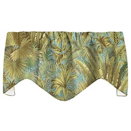 Window Treatments Valance Curtains Kitchen Curtains Window Valances or Living Room Curtains Lined Swag Short Curtains Tommy Bahama Fabric Beach Décor Green and Blue Valence 53" x 18"
