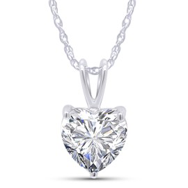 SAVEARTH DIAMONDS Moissanite Necklace for Women, 1ct / 6.7 x 6.7mm Heart Shaped Moissanite Diamond D-E Color, 14K White Gold Over Sterling Silver, Jewelry Box Packed
