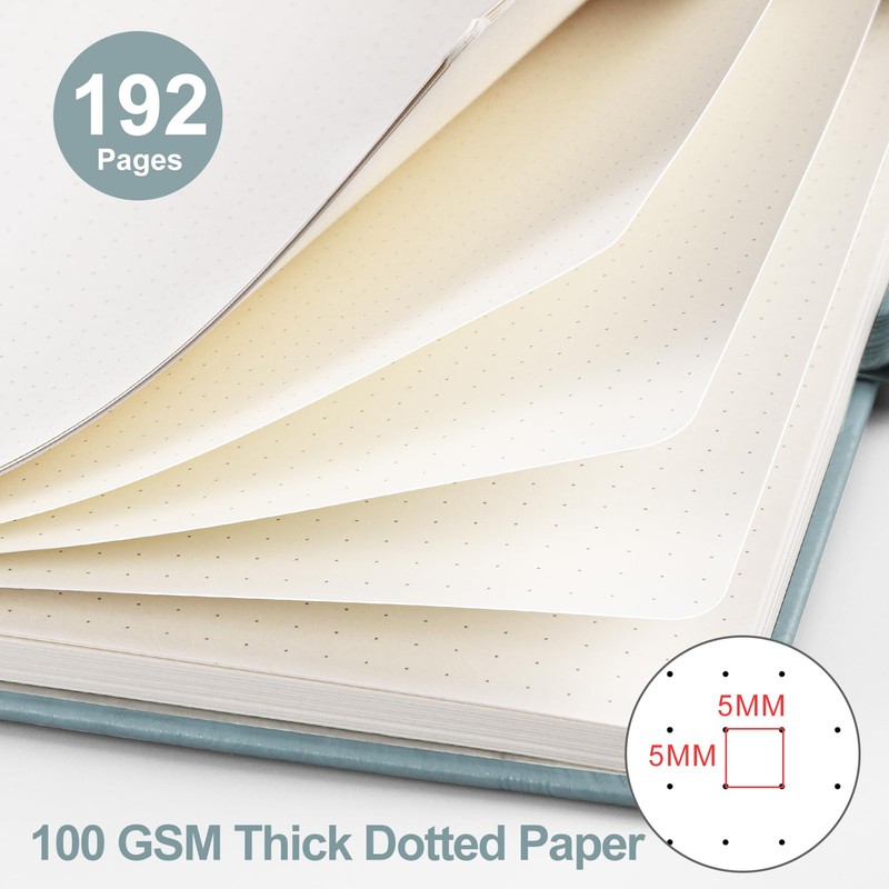 EMSHOI Dotted Notebook A5-100 GSM Hardcover Leather Dotted Journal with