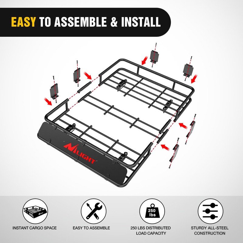 Nilight 43" x 39" x 6" Universal Roof Rack Cargo
