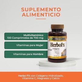 Suplementos Alimenticios Herbo Colágeno Hidrolizado Vitamina Magnesio Calcio Skin Care Vitaminas Mujer Hombre Multivitaminico 100 Comprimidos 700